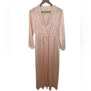 Vintage JCPenney Peach Satin Feel Maxi Robe Size Small